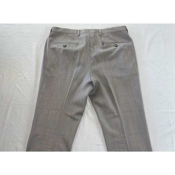 Hugo Boss Sharp1 US Flat Front Wool Dress Pants, Slacks. Gray Stripe, 33X30 Read - Picture 9 of 10